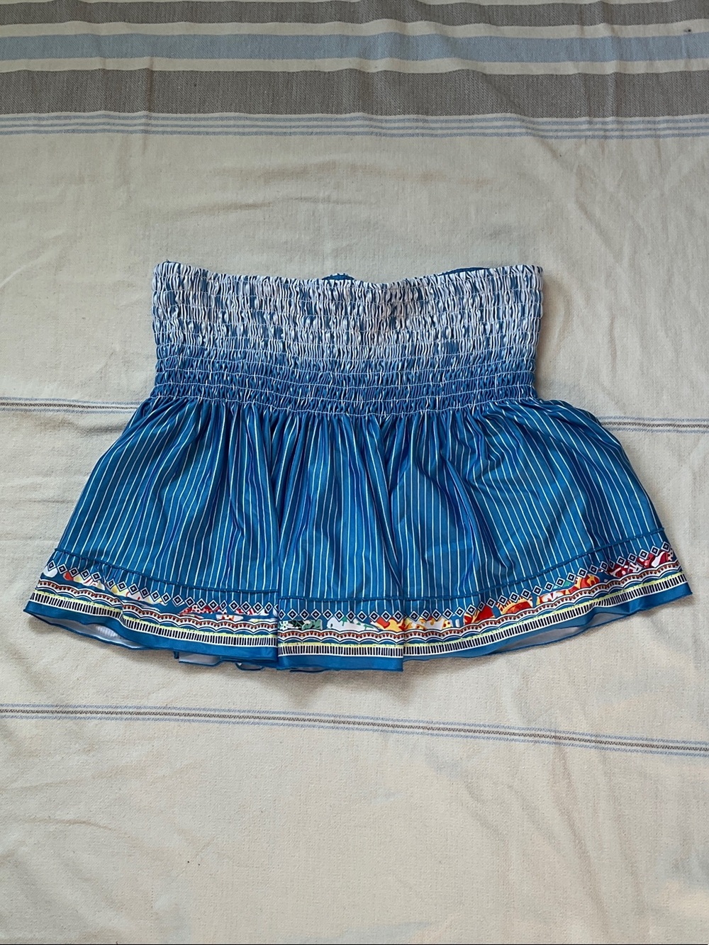Lucky in Love Blue Striped Smocked Skort